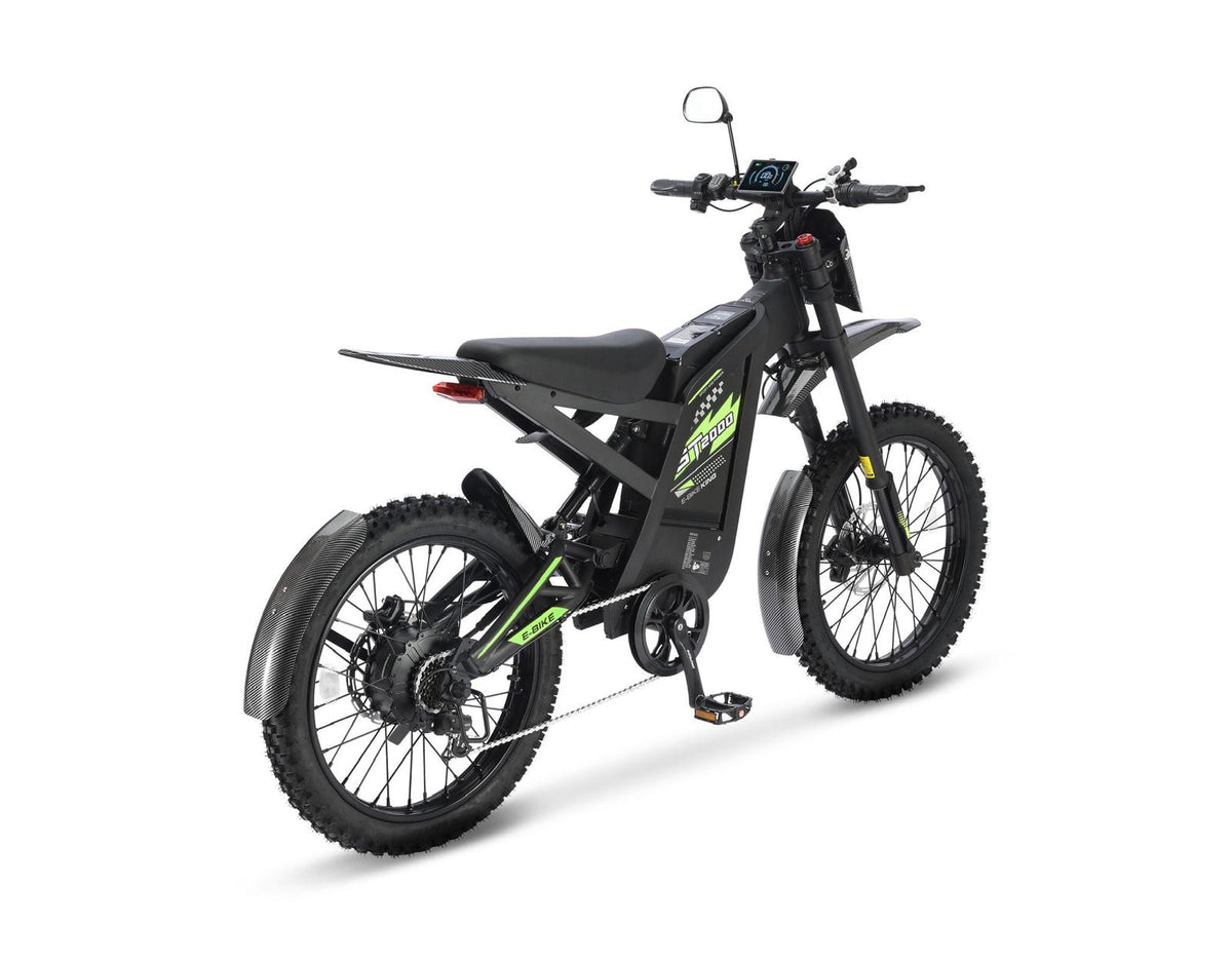 Yeşil Ouxi GT2000 2.0 fatbike, eğik arkadan görünüm